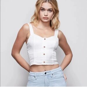 Good American - White Faux Button-Up Crop Top